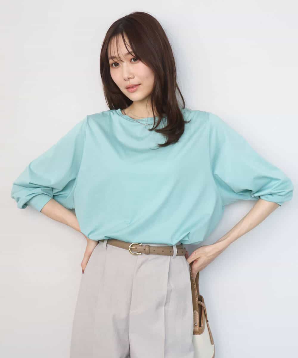 FKKGD42100 MK MICHEL KLEIN(MK ミッシェルクラン) シルケット天竺リラックスカットソー/接触冷感/洗える ブラウン