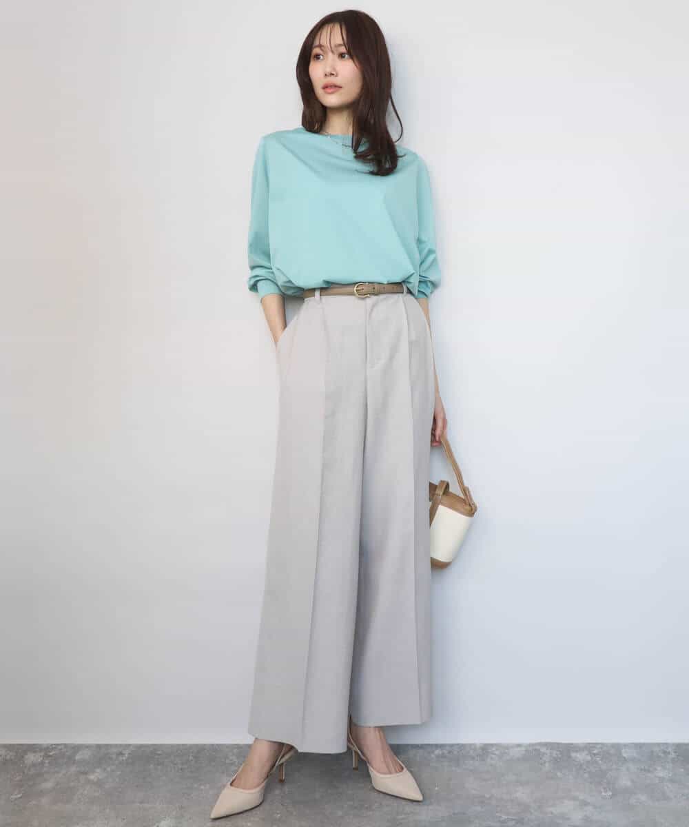 FKKGD42100 MK MICHEL KLEIN(MK ミッシェルクラン) シルケット天竺リラックスカットソー/接触冷感/洗える ブラウン