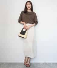 FKKGD42100 MK MICHEL KLEIN(MK ミッシェルクラン) シルケット天竺リラックスカットソー/接触冷感/洗える ブラウン