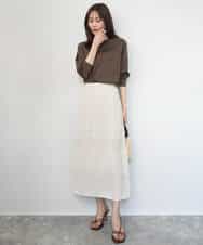 FKKGD42100 MK MICHEL KLEIN(MK ミッシェルクラン) シルケット天竺リラックスカットソー/接触冷感/洗える ブラウン