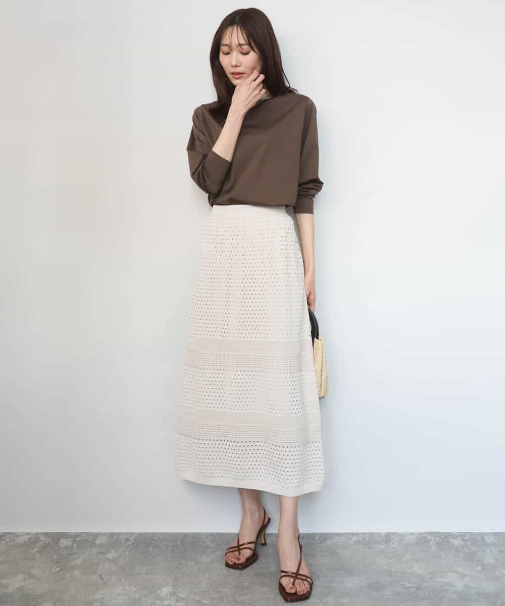 FKKGD42100 MK MICHEL KLEIN(MK ミッシェルクラン) シルケット天竺リラックスカットソー/接触冷感/洗える ブラウン