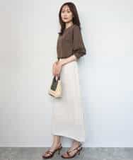 FKKGD42100 MK MICHEL KLEIN(MK ミッシェルクラン) シルケット天竺リラックスカットソー/接触冷感/洗える ブラウン