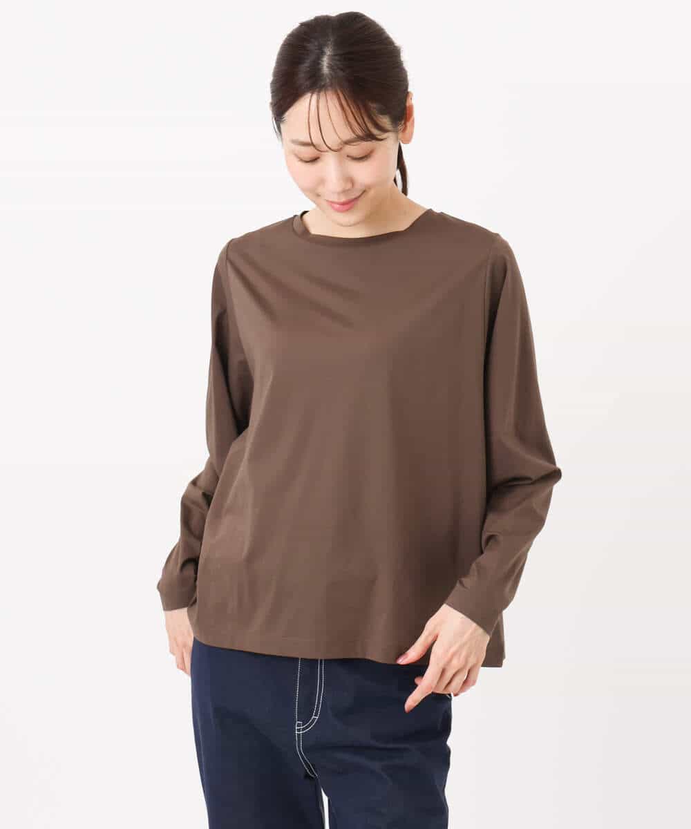 FKKGD42100 MK MICHEL KLEIN(MK ミッシェルクラン) シルケット天竺リラックスカットソー/接触冷感/洗える ブラウン