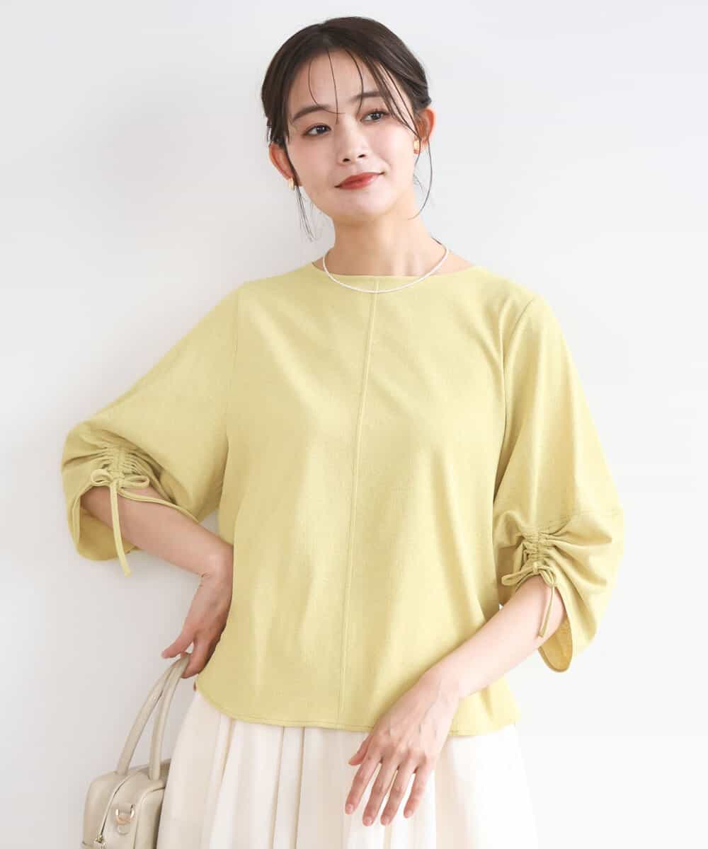 FKKGD43120 MK MICHEL KLEIN(MK ミッシェルクラン) ドロストスリーブデザインカットソー/洗える イエロー