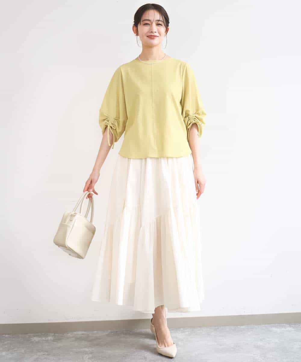 FKKGD43120 MK MICHEL KLEIN(MK ミッシェルクラン) ドロストスリーブデザインカットソー/洗える モスグリーン