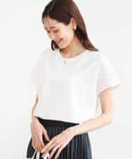 FKKGD50085 MK MICHEL KLEIN(MK ミッシェルクラン) [洗える]ニュアンスロゴ フレンチスリーブTシャツ ピンク