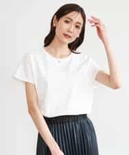 FKKGD50085 MK MICHEL KLEIN(MK ミッシェルクラン) [洗える]ニュアンスロゴ フレンチスリーブTシャツ ピンク