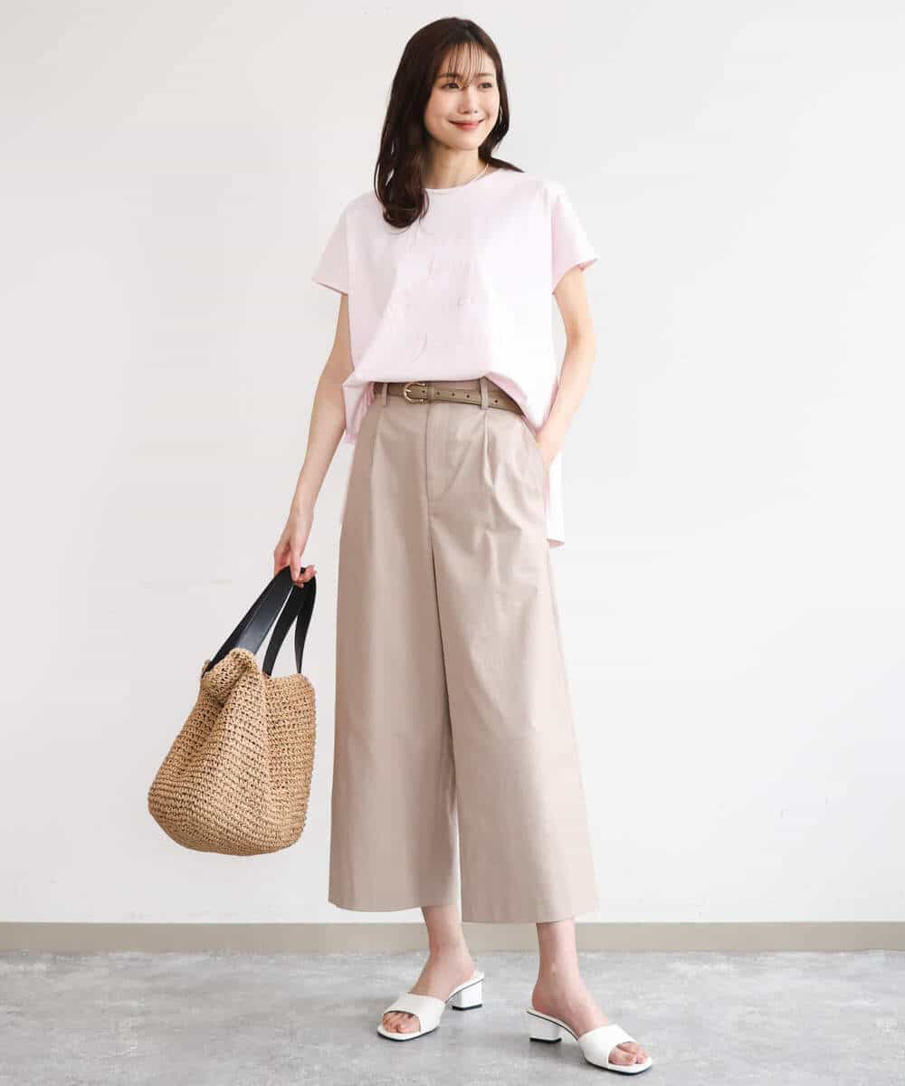 FKKGD50085 MK MICHEL KLEIN(MK ミッシェルクラン) [洗える]ニュアンスロゴ フレンチスリーブTシャツ ピンク