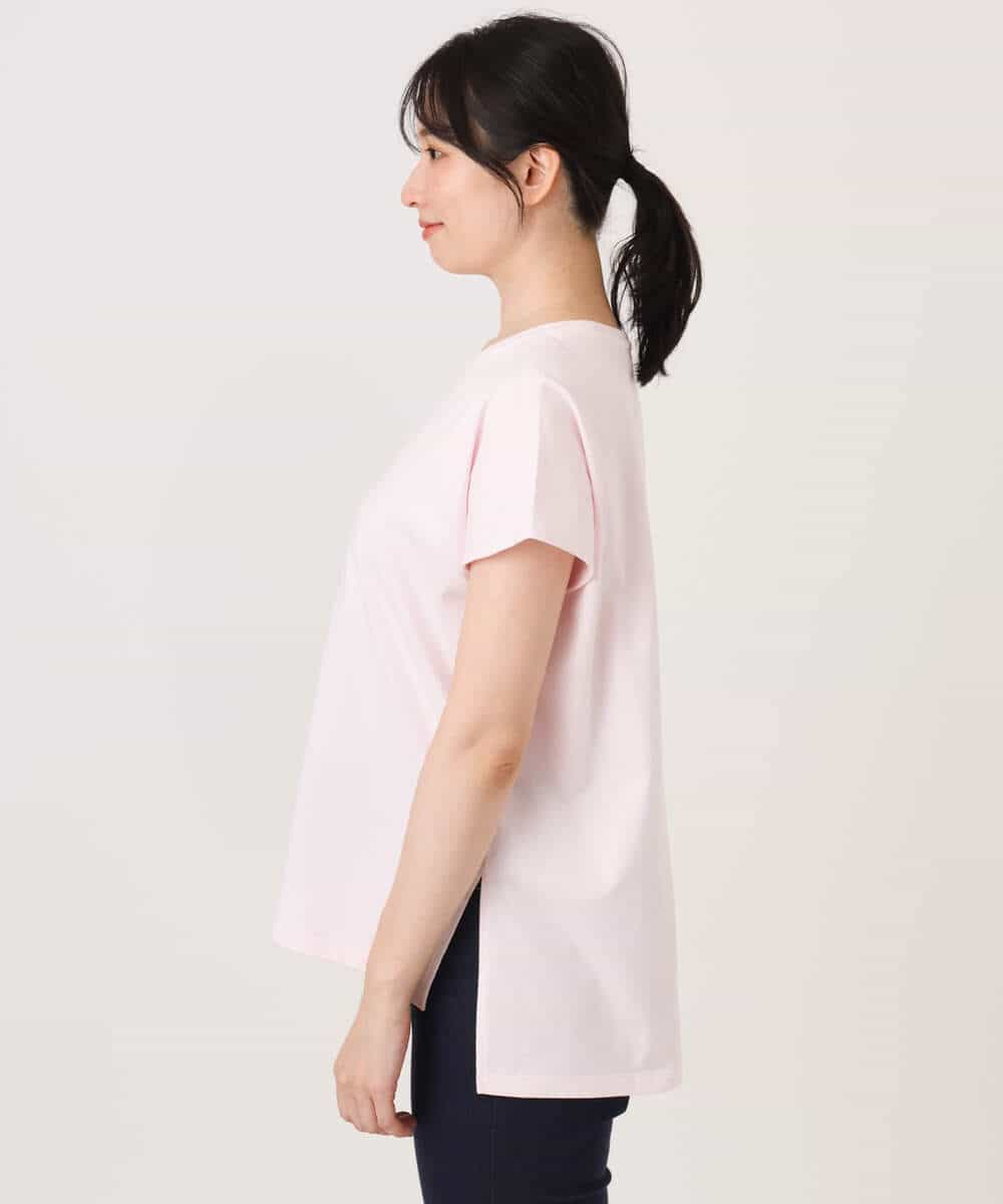 FKKGD50085 MK MICHEL KLEIN(MK ミッシェルクラン) [洗える]ニュアンスロゴ フレンチスリーブTシャツ ピンク