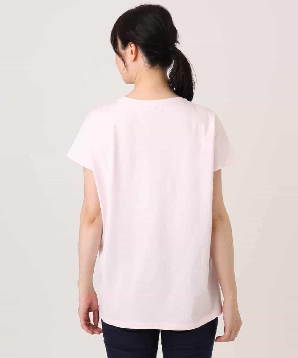 FKKGD50085 MK MICHEL KLEIN(MK ミッシェルクラン) [洗える]ニュアンスロゴ フレンチスリーブTシャツ ピンク