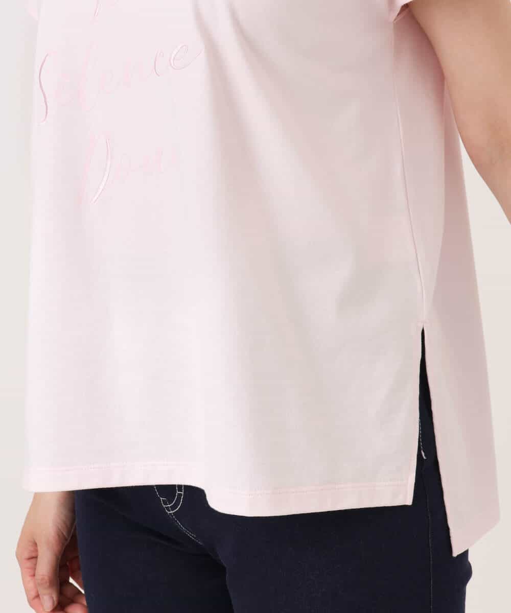 FKKGD50085 MK MICHEL KLEIN(MK ミッシェルクラン) [洗える]ニュアンスロゴ フレンチスリーブTシャツ ピンク