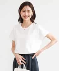 FKKGD50085 MK MICHEL KLEIN(MK ミッシェルクラン) [洗える]ニュアンスロゴ フレンチスリーブTシャツ ホワイト