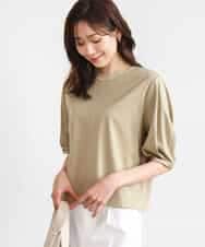 FKKGD51120 MK MICHEL KLEIN(MK ミッシェルクラン) [接触冷感/洗える]シルケットスムース タックスリーブカットソー カーキベージュ