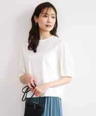 FKKGD51120 MK MICHEL KLEIN(MK ミッシェルクラン) [接触冷感/洗える]シルケットスムース タックスリーブカットソー ホワイト