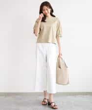 FKKGD51120 MK MICHEL KLEIN(MK ミッシェルクラン) [接触冷感/洗える]シルケットスムース タックスリーブカットソー ホワイト