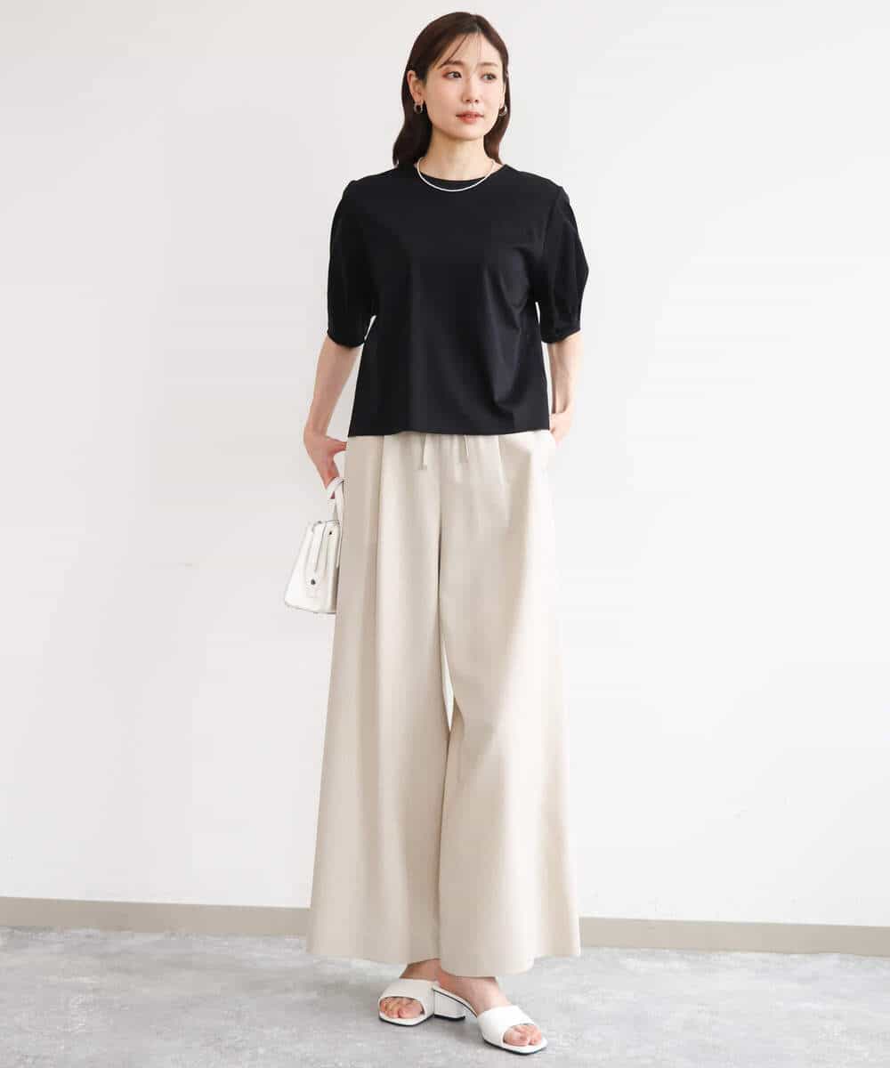 FKKGD51120 MK MICHEL KLEIN(MK ミッシェルクラン) [接触冷感/洗える]シルケットスムース タックスリーブカットソー ホワイト