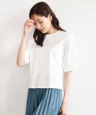 FKKGD51120 MK MICHEL KLEIN(MK ミッシェルクラン) [接触冷感/洗える]シルケットスムース タックスリーブカットソー ホワイト