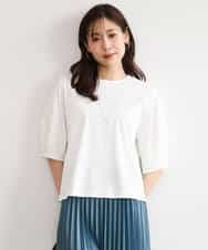 FKKGD51120 MK MICHEL KLEIN(MK ミッシェルクラン) [接触冷感/洗える]シルケットスムース タックスリーブカットソー ホワイト