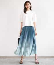 FKKGD51120 MK MICHEL KLEIN(MK ミッシェルクラン) [接触冷感/洗える]シルケットスムース タックスリーブカットソー ホワイト