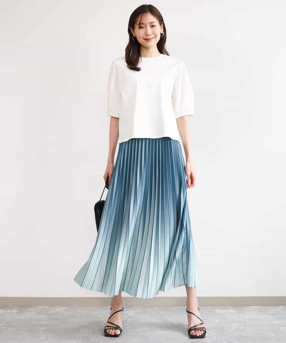 FKKGD51120 MK MICHEL KLEIN(MK ミッシェルクラン) [接触冷感/洗える]シルケットスムース タックスリーブカットソー ホワイト