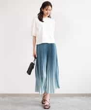 FKKGD51120 MK MICHEL KLEIN(MK ミッシェルクラン) [接触冷感/洗える]シルケットスムース タックスリーブカットソー ホワイト