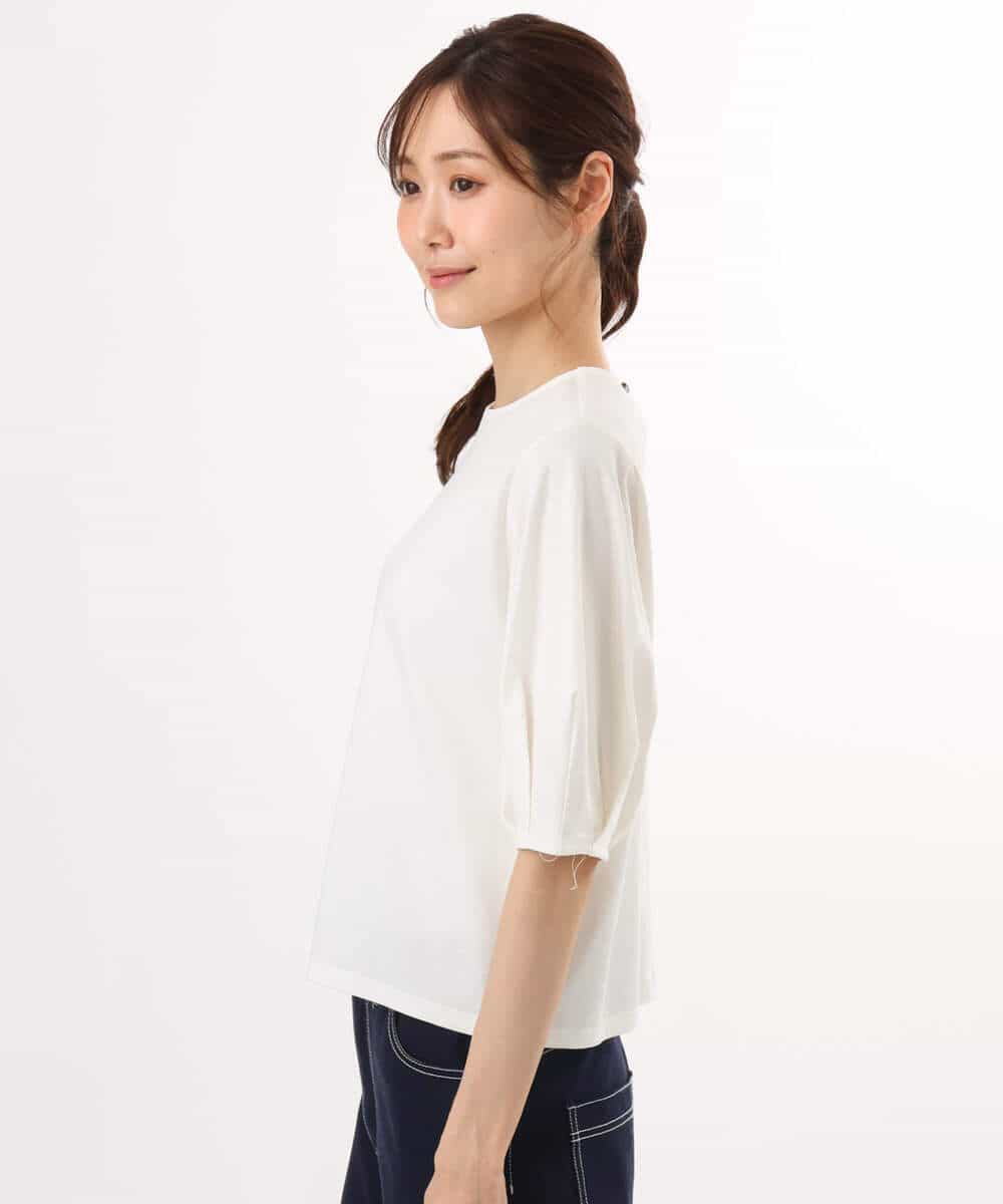 FKKGD51120 MK MICHEL KLEIN(MK ミッシェルクラン) [接触冷感/洗える]シルケットスムース タックスリーブカットソー ホワイト