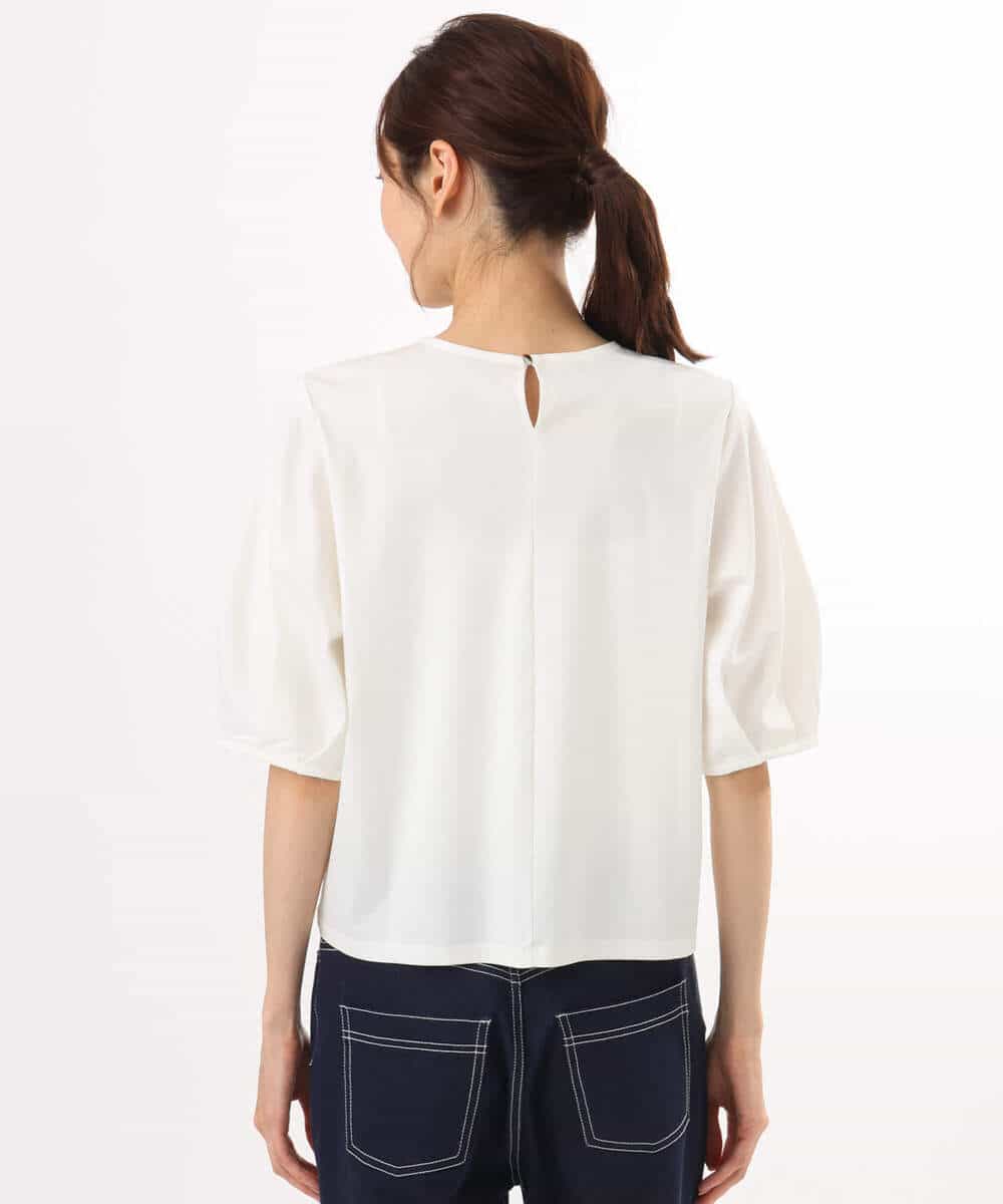 FKKGD51120 MK MICHEL KLEIN(MK ミッシェルクラン) [接触冷感/洗える]シルケットスムース タックスリーブカットソー ホワイト