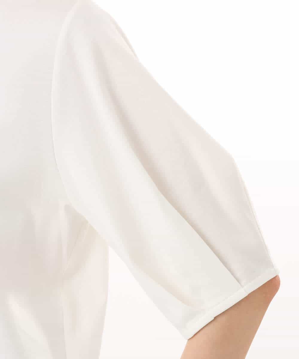 FKKGD51120 MK MICHEL KLEIN(MK ミッシェルクラン) [接触冷感/洗える]シルケットスムース タックスリーブカットソー ホワイト