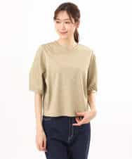 FKKGD51120 MK MICHEL KLEIN(MK ミッシェルクラン) [接触冷感/洗える]シルケットスムース タックスリーブカットソー ホワイト