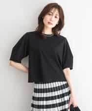 FKKGD51120 MK MICHEL KLEIN(MK ミッシェルクラン) [接触冷感/洗える]シルケットスムース タックスリーブカットソー ブラック