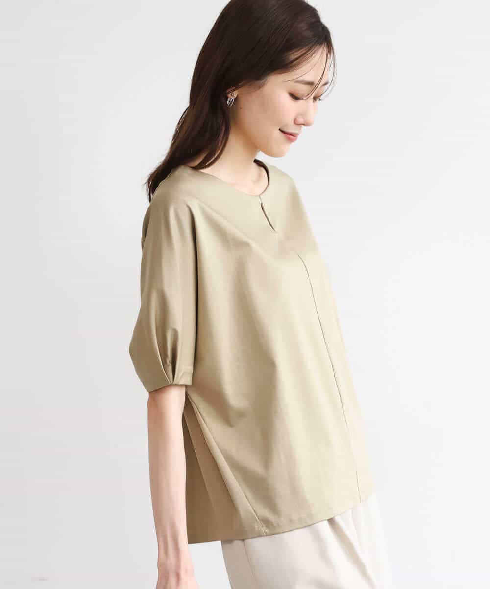 FKKGD52120 MK MICHEL KLEIN(MK ミッシェルクラン) [接触冷感/洗える]シルケットスムース ドルマンスリーブカットソー ホワイト