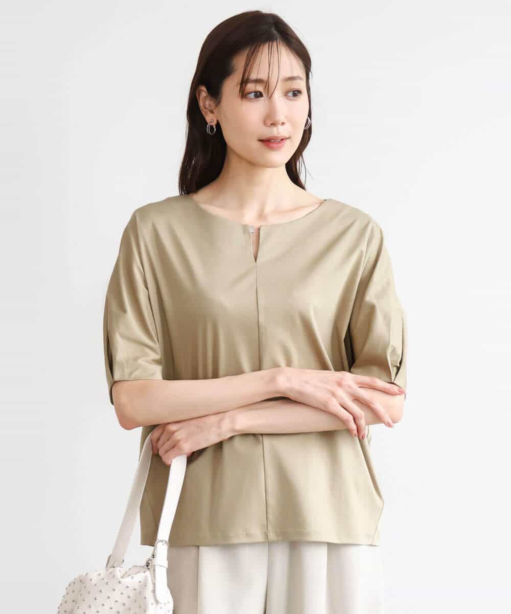 FKKGD52120 MK MICHEL KLEIN(MK ミッシェルクラン) [接触冷感/洗える]シルケットスムース ドルマンスリーブカットソー ホワイト