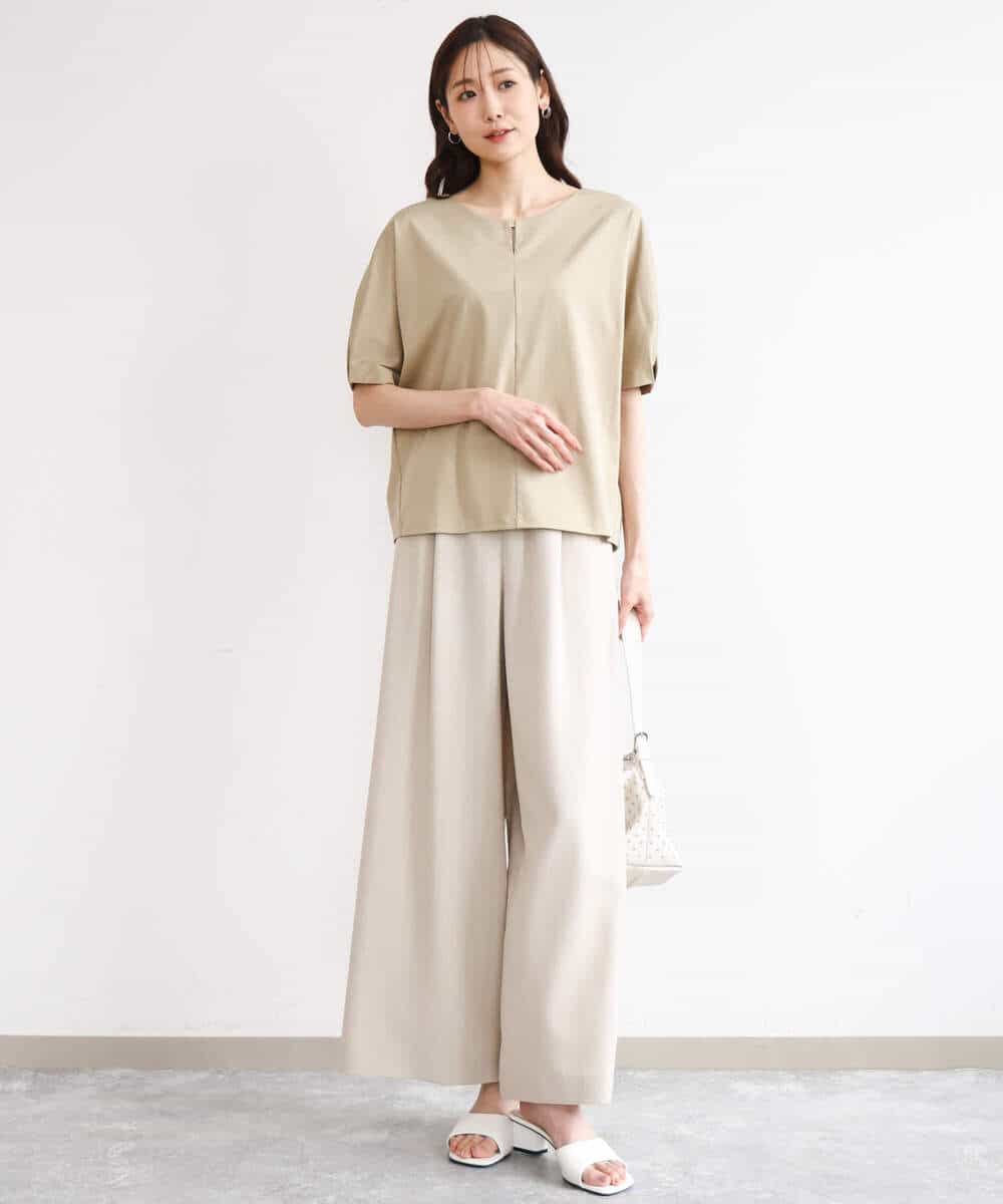 FKKGD52120 MK MICHEL KLEIN(MK ミッシェルクラン) [接触冷感/洗える]シルケットスムース ドルマンスリーブカットソー ホワイト