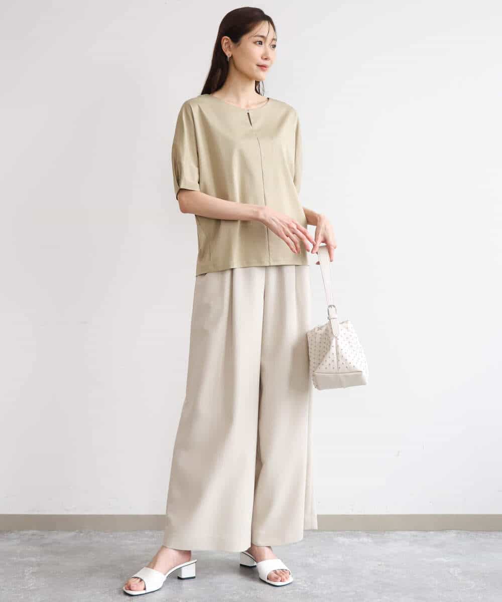 FKKGD52120 MK MICHEL KLEIN(MK ミッシェルクラン) [接触冷感/洗える]シルケットスムース ドルマンスリーブカットソー ホワイト