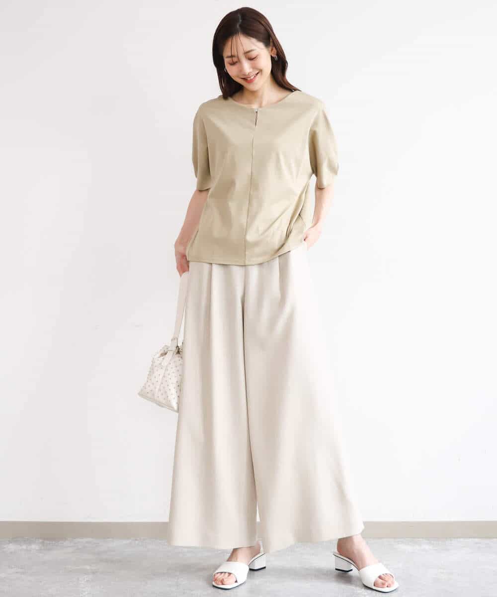 FKKGD52120 MK MICHEL KLEIN(MK ミッシェルクラン) [接触冷感/洗える]シルケットスムース ドルマンスリーブカットソー ホワイト