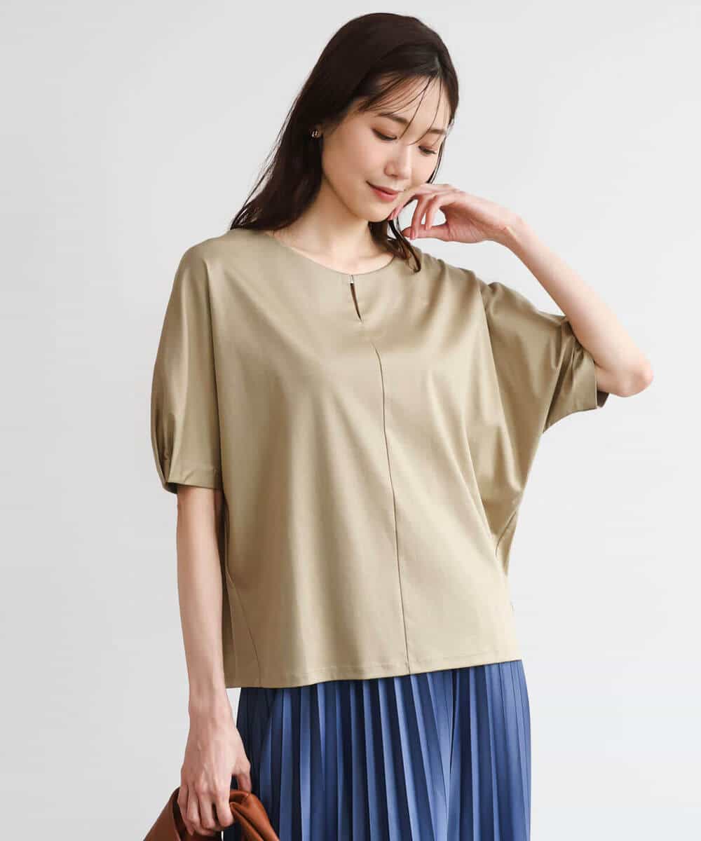 FKKGD52120 MK MICHEL KLEIN(MK ミッシェルクラン) [接触冷感/洗える]シルケットスムース ドルマンスリーブカットソー ホワイト