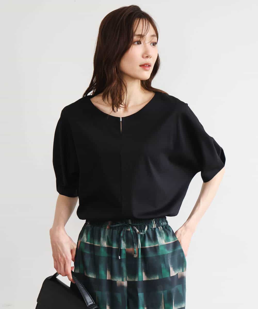 FKKGD52120 MK MICHEL KLEIN(MK ミッシェルクラン) [接触冷感/洗える]シルケットスムース ドルマンスリーブカットソー ホワイト