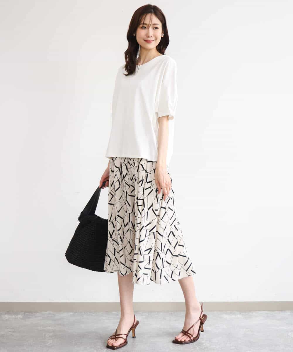 FKKGD52120 MK MICHEL KLEIN(MK ミッシェルクラン) [接触冷感/洗える]シルケットスムース ドルマンスリーブカットソー ホワイト