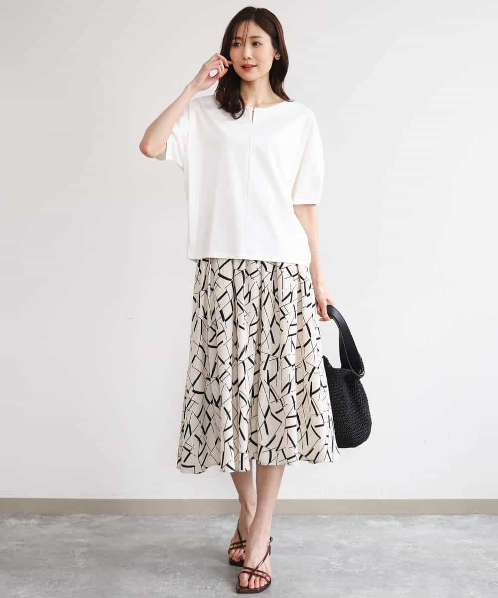 FKKGD52120 MK MICHEL KLEIN(MK ミッシェルクラン) [接触冷感/洗える]シルケットスムース ドルマンスリーブカットソー ホワイト