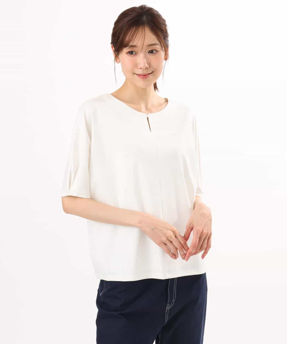 FKKGD52120 MK MICHEL KLEIN(MK ミッシェルクラン) [接触冷感/洗える]シルケットスムース ドルマンスリーブカットソー ホワイト