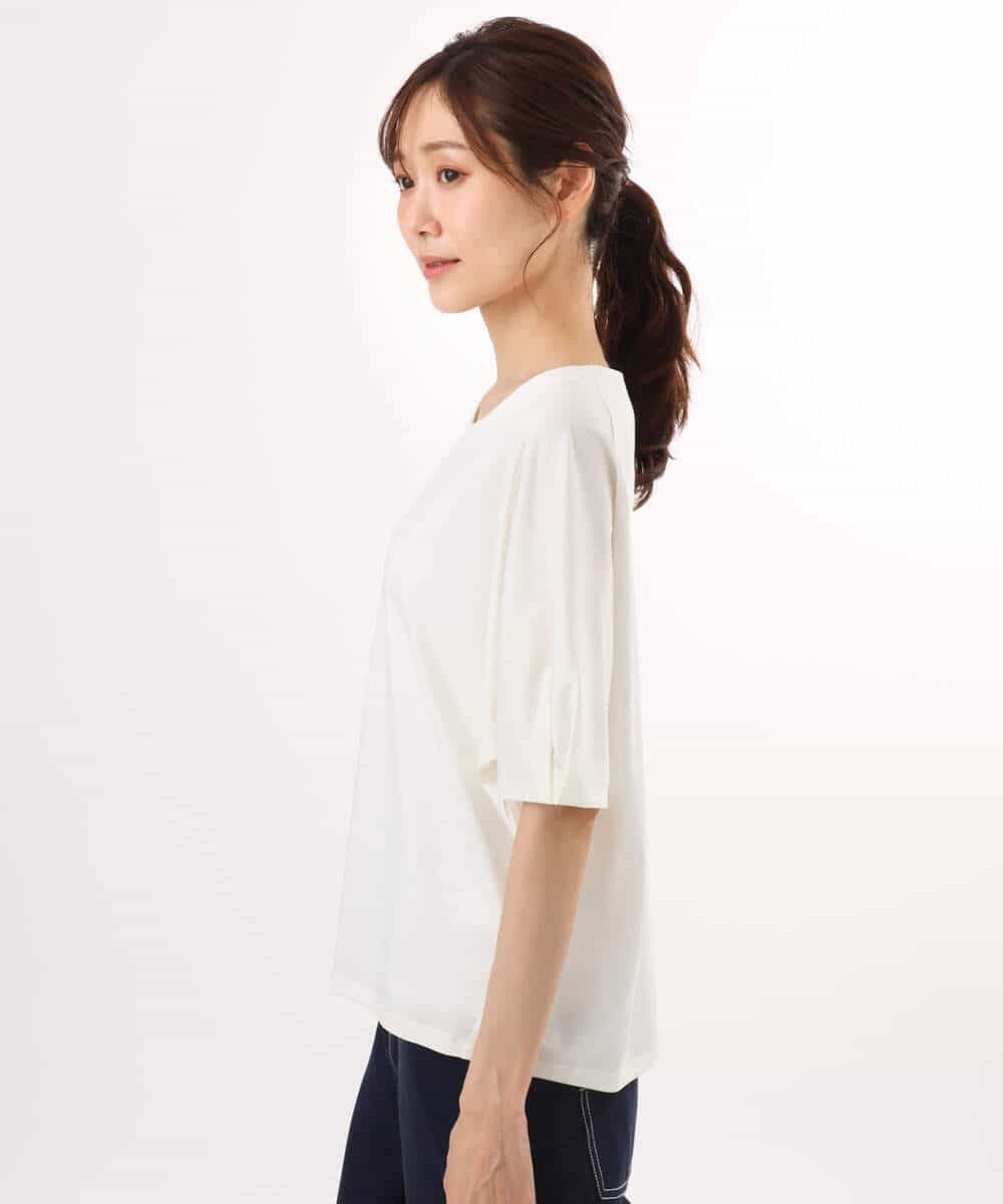 FKKGD52120 MK MICHEL KLEIN(MK ミッシェルクラン) [接触冷感/洗える]シルケットスムース ドルマンスリーブカットソー ホワイト