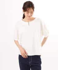 FKKGD52120 MK MICHEL KLEIN(MK ミッシェルクラン) [接触冷感/洗える]シルケットスムース ドルマンスリーブカットソー ホワイト