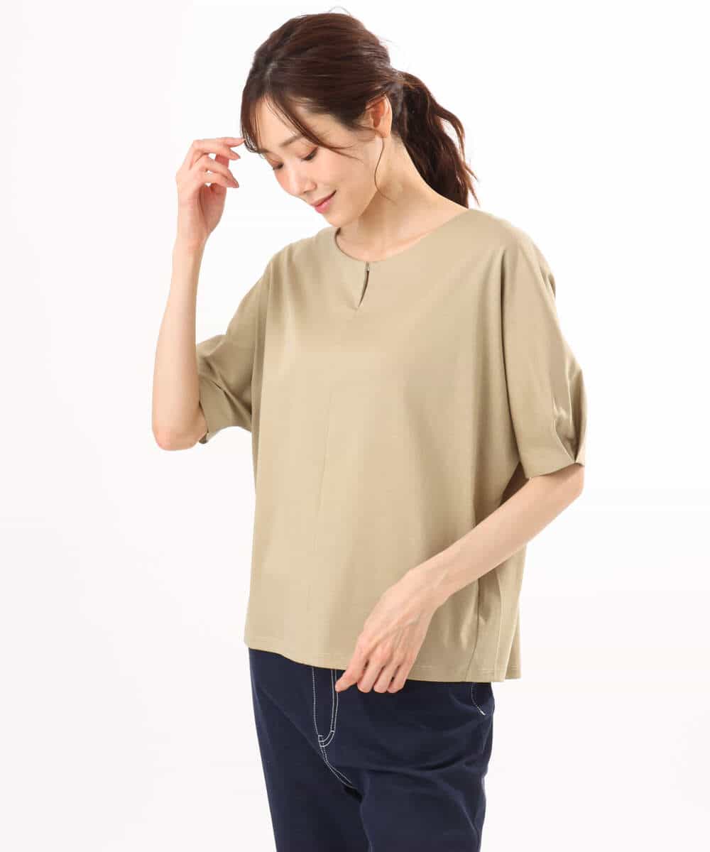 FKKGD52120 MK MICHEL KLEIN(MK ミッシェルクラン) [接触冷感/洗える]シルケットスムース ドルマンスリーブカットソー ホワイト