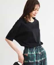 FKKGD52120 MK MICHEL KLEIN(MK ミッシェルクラン) [接触冷感/洗える]シルケットスムース ドルマンスリーブカットソー ブラック