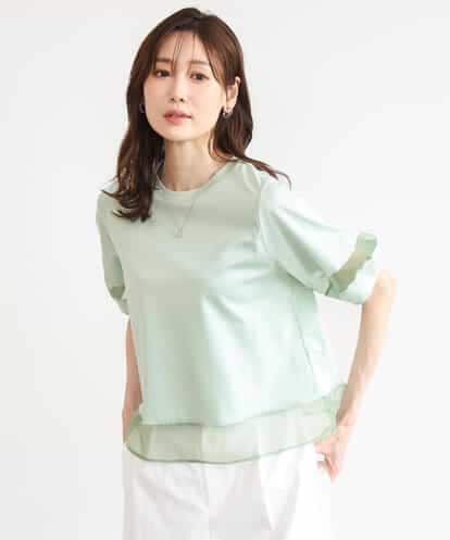 FKKGD56110 MK MICHEL KLEIN [洗える]シアー切替えランタンスリーブカットソー