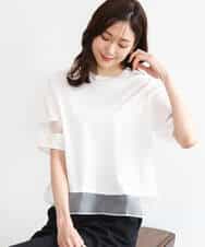 FKKGD56110 MK MICHEL KLEIN(MK ミッシェルクラン) [洗える]シアー切替えランタンスリーブカットソー ミント