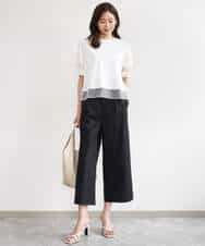 FKKGD56110 MK MICHEL KLEIN(MK ミッシェルクラン) [洗える]シアー切替えランタンスリーブカットソー ミント