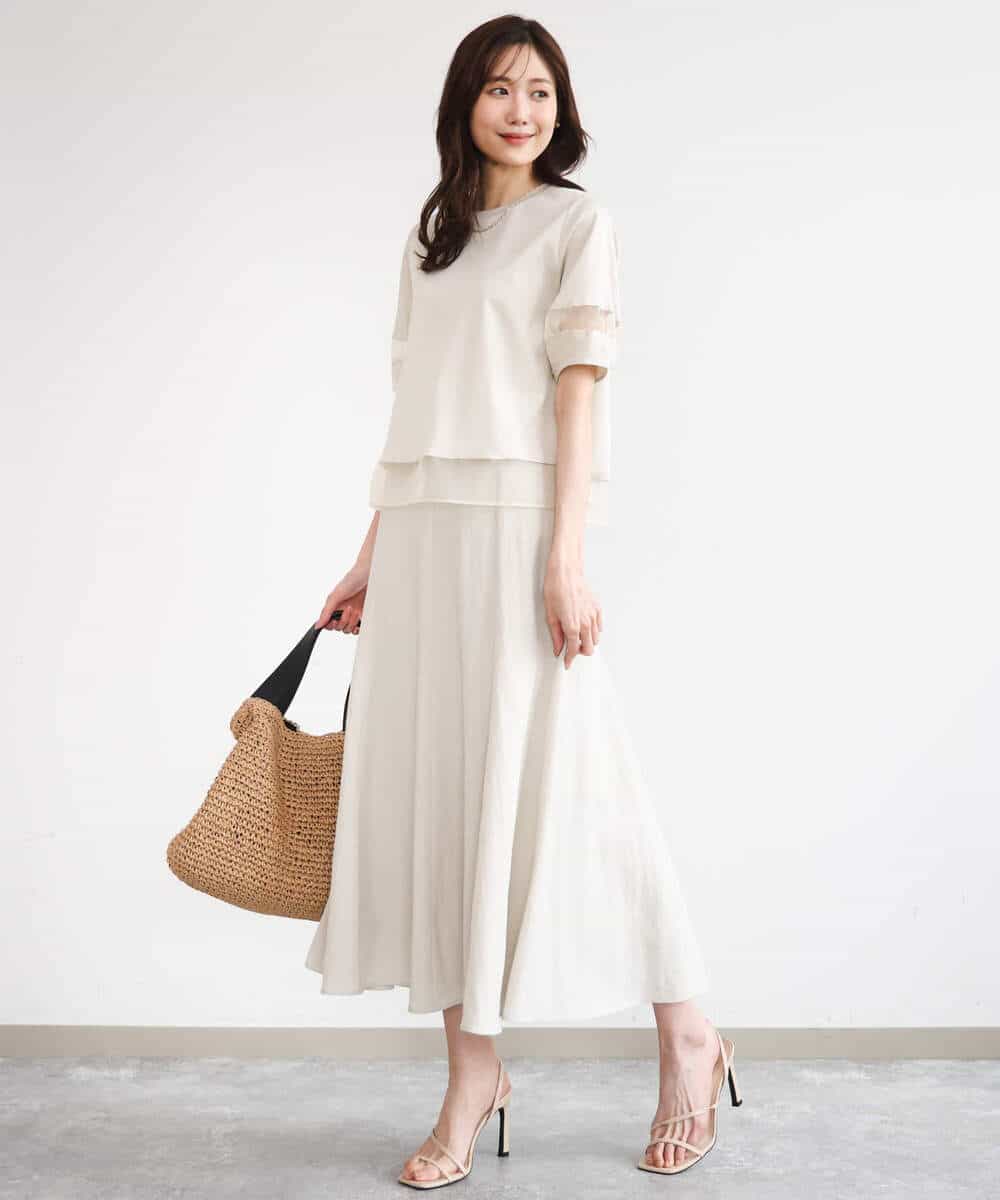 FKKGD56110 MK MICHEL KLEIN(MK ミッシェルクラン) [洗える]シアー切替えランタンスリーブカットソー ミント