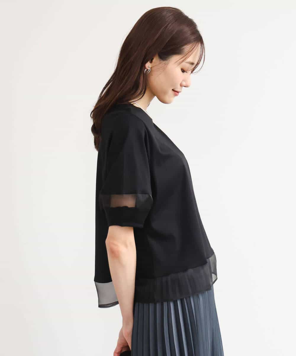 FKKGD56110 MK MICHEL KLEIN(MK ミッシェルクラン) [洗える]シアー切替えランタンスリーブカットソー ミント