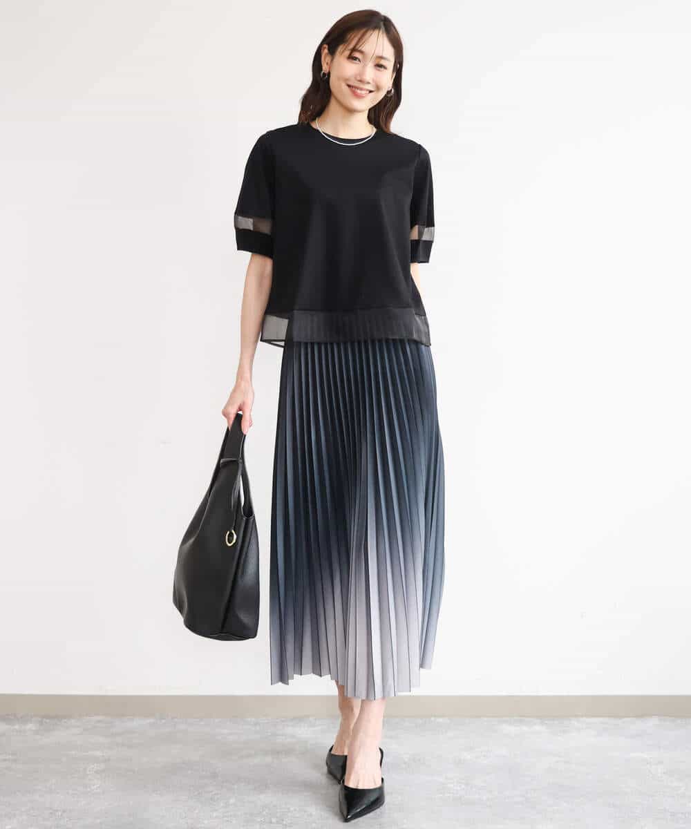 FKKGD56110 MK MICHEL KLEIN(MK ミッシェルクラン) [洗える]シアー切替えランタンスリーブカットソー ミント